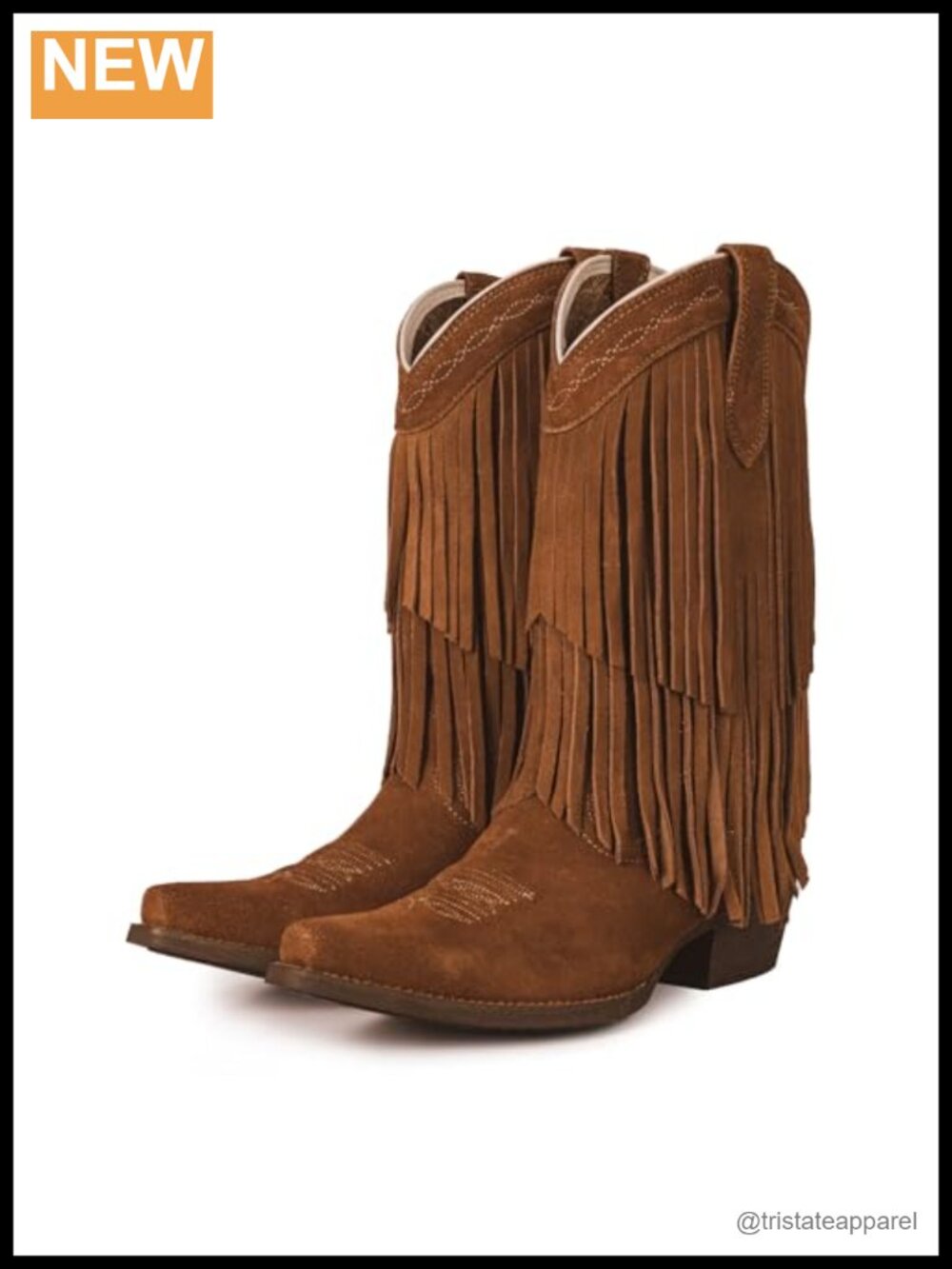 Western Cowboy Boots for Women Fringe Pointed Toe Chunky Heel